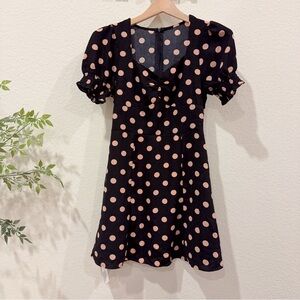 J.ING Black With Orange Dot Mini Dress NWT